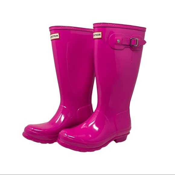 Girls Hot Pink Hunter Boots Original Kids Gloss US Size 5G - Picture 1 of 7